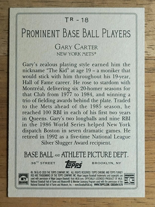 2020 Topps Update Turkey Red '20 #TR18 Gary Carter
