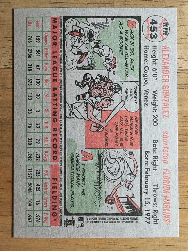 2005 Topps Heritage #453 Alex Gonzalez SP