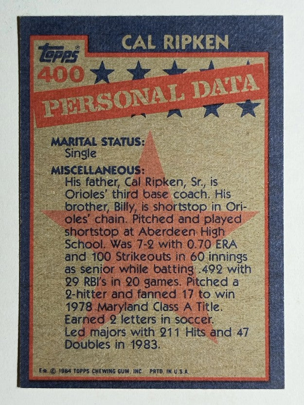 1984 Topps #400 Cal Ripken AS