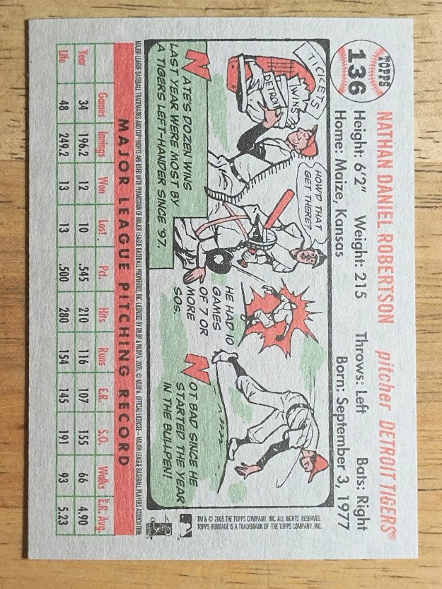 2005 Topps Heritage #136 Nate Robertson