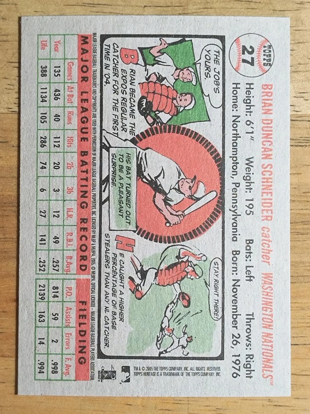 2005 Topps Heritage #27 Brian Schneider