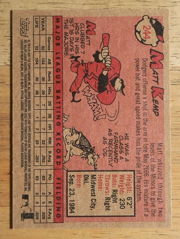 2007 Topps Heritage #244 Matt Kemp