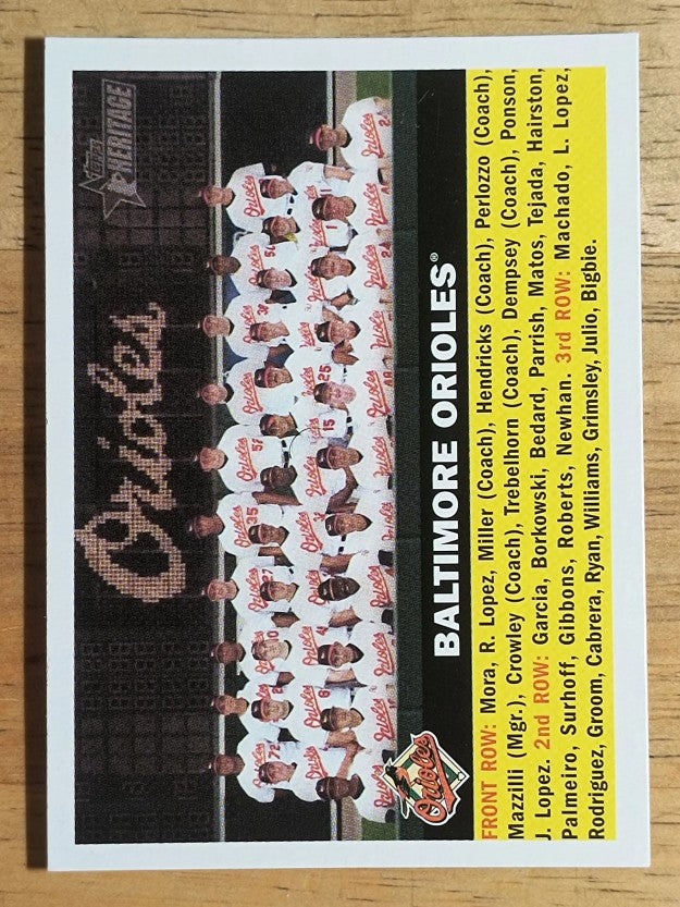 2005 Topps Heritage #100 Baltimore Orioles TC