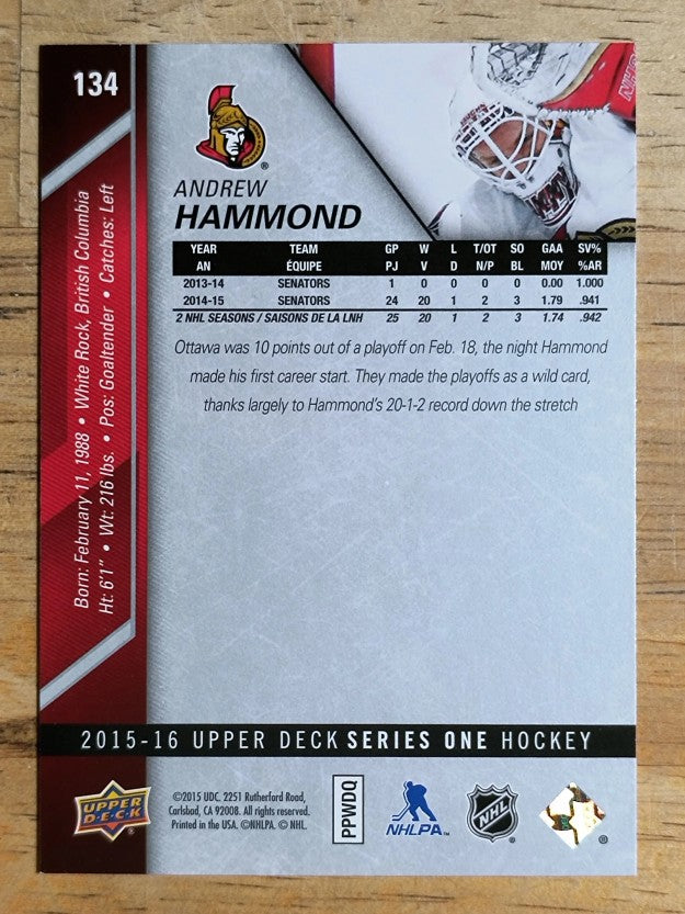 2015-16 Upper Deck #134 Andrew Hammond
