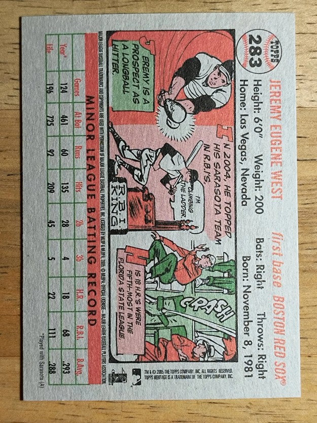 2005 Topps Heritage #283 Jeremy West RC