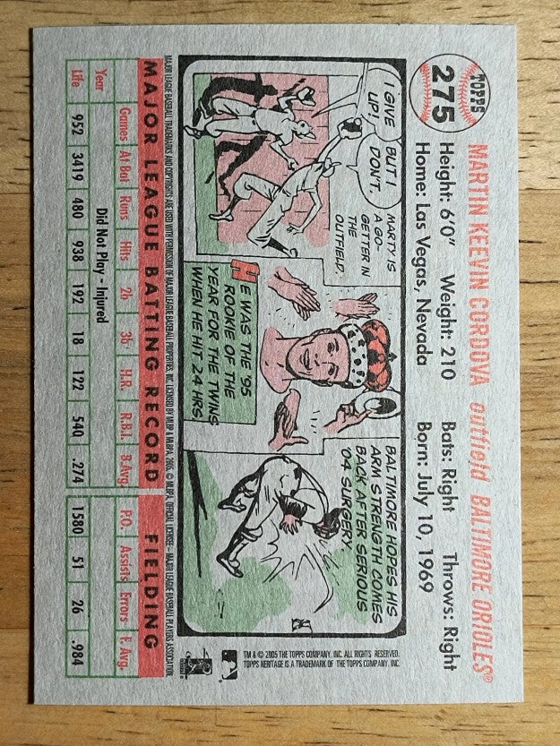 2005 Topps Heritage #275 Marty Cordova