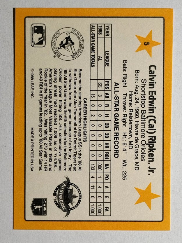 1989 Donruss All-Stars #5 Cal Ripken