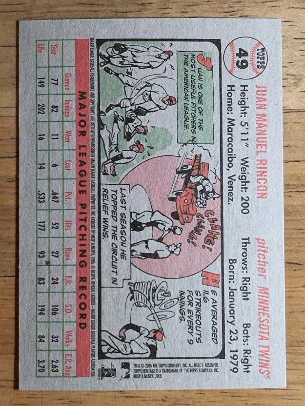 2005 Topps Heritage #49 Juan Rincon