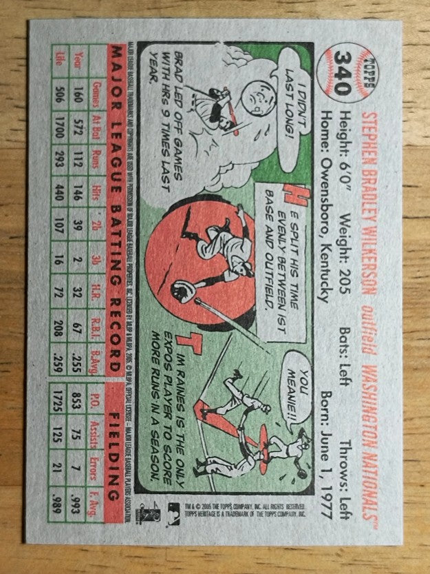 2005 Topps Heritage #340 Brad Wilkerson