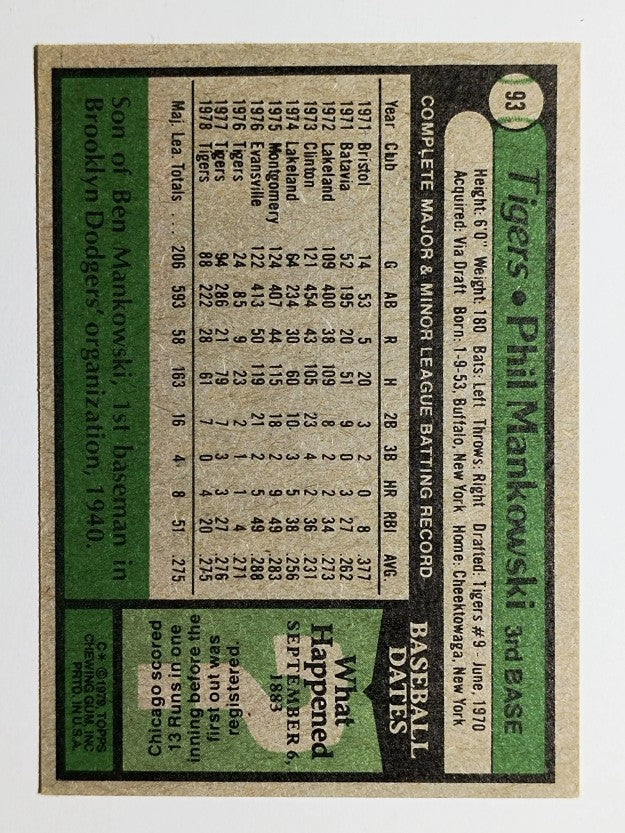 1979 Topps #93 Phil Mankowski (VGEX)