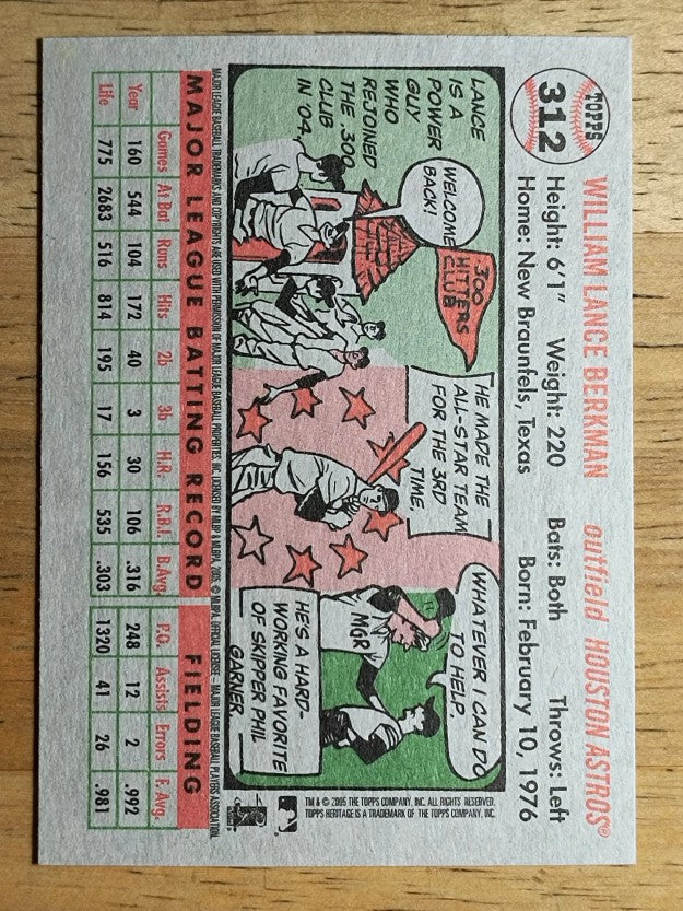 2005 Topps Heritage #312A Lance Berkman Hitting