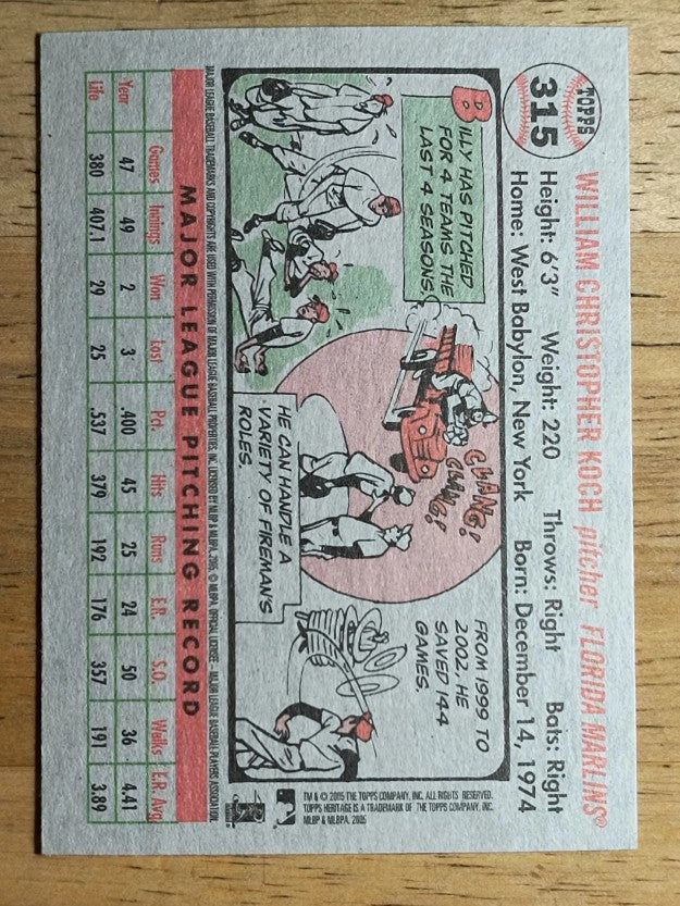 2005 Topps Heritage #315 Billy Koch