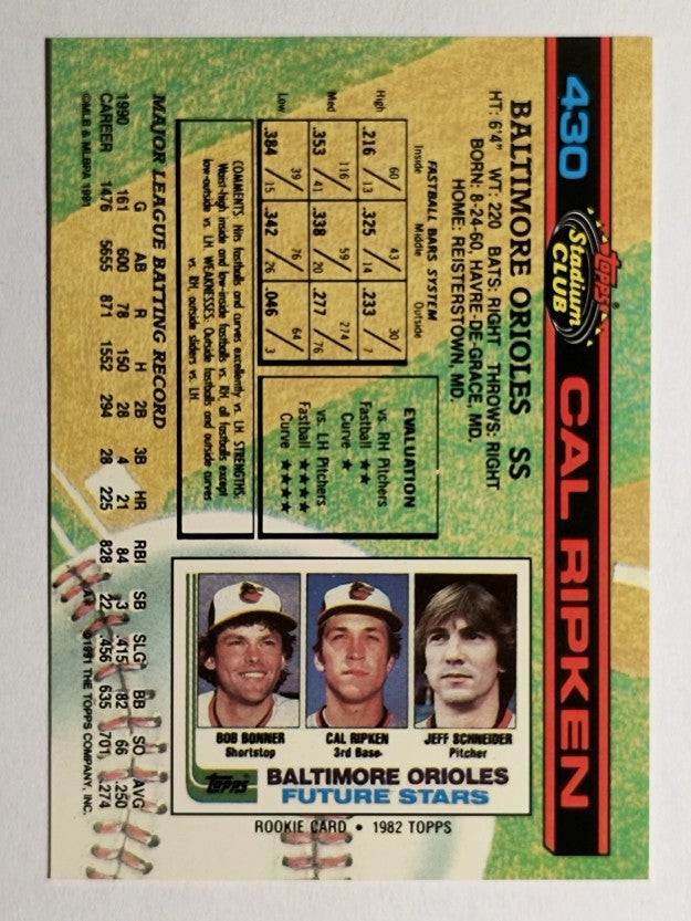 1991 Stadium Club #430 Cal Ripken