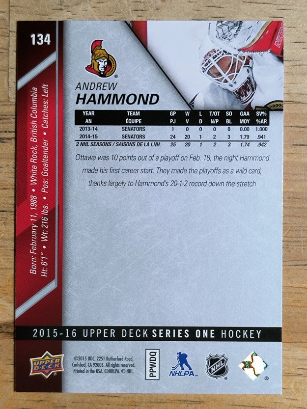 2015-16 Upper Deck #134 Andrew Hammond
