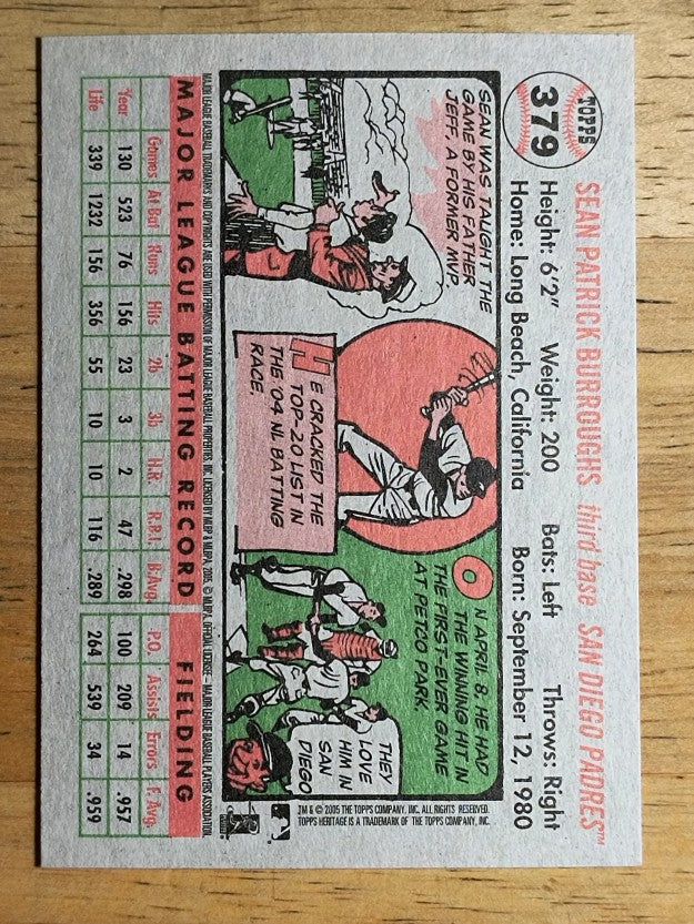 2005 Topps Heritage #379 Sean Burroughs