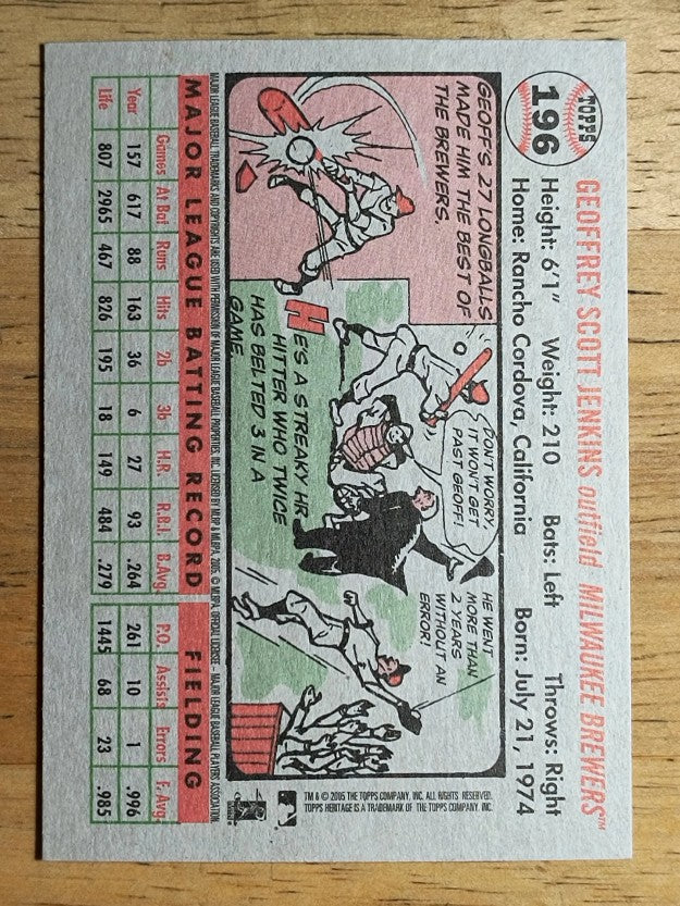 2005 Topps Heritage #196 Geoff Jenkins