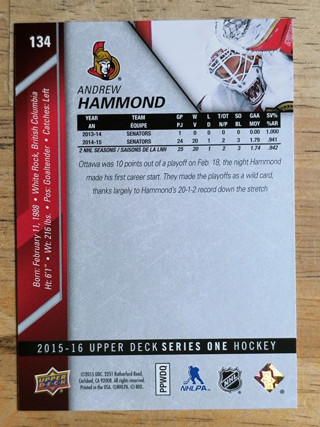 2015-16 Upper Deck #134 Andrew Hammond
