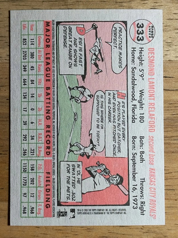 2005 Topps Heritage White Backs #333 Desi Relaford