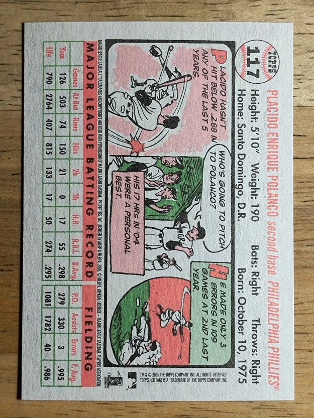 2005 Topps Heritage White Backs #117 Placido Polanco