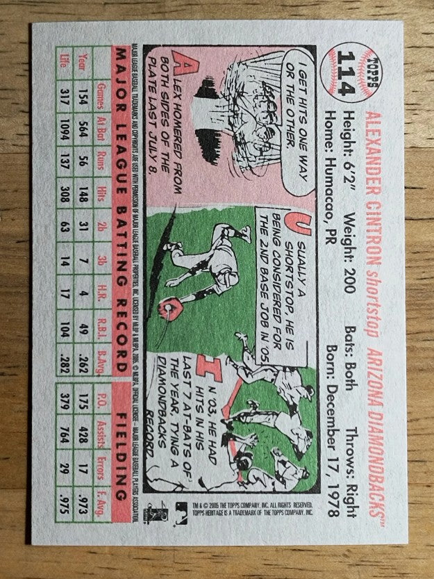 2005 Topps Heritage White Backs #114 Alex Cintron