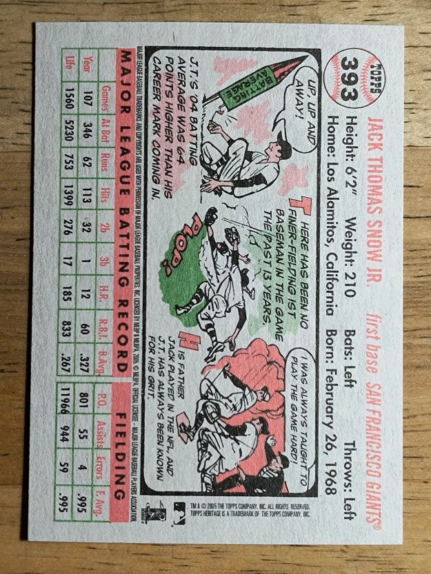 2005 Topps Heritage White Backs #393 J.T. Snow Jr.