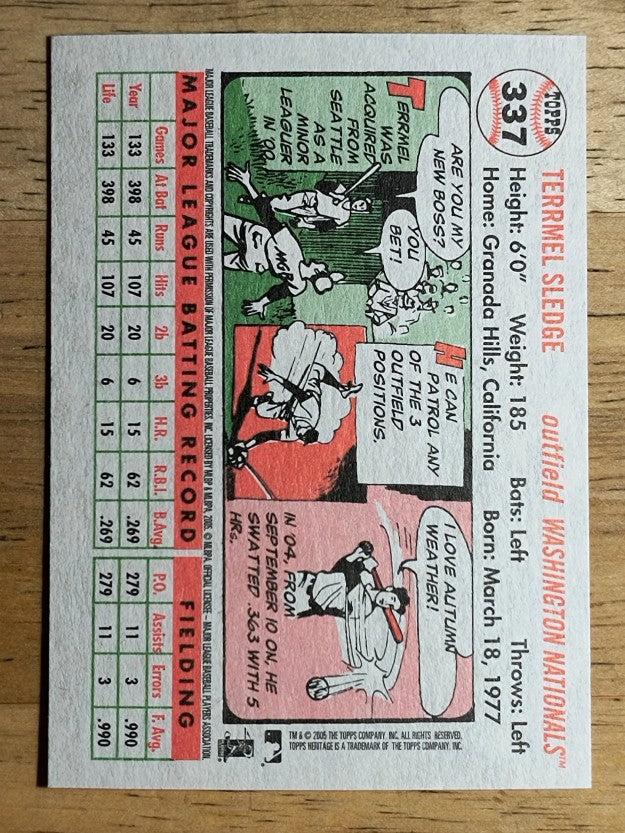 2005 Topps Heritage White Backs #337 Terrmel Sledge