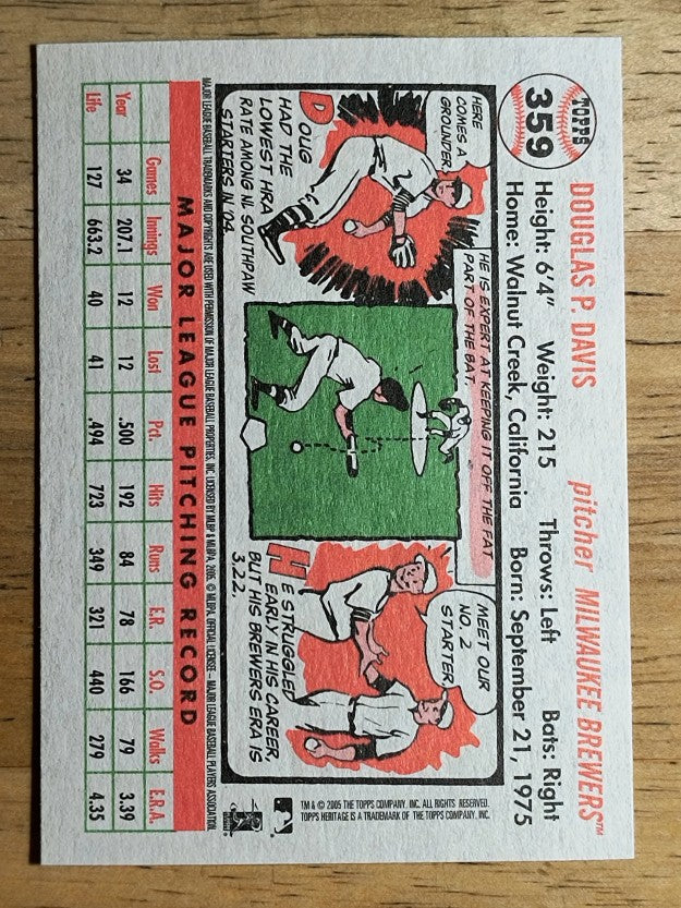 2005 Topps Heritage White Backs #359 Doug Davis