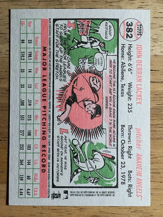 2005 Topps Heritage White Backs #382 John Lackey