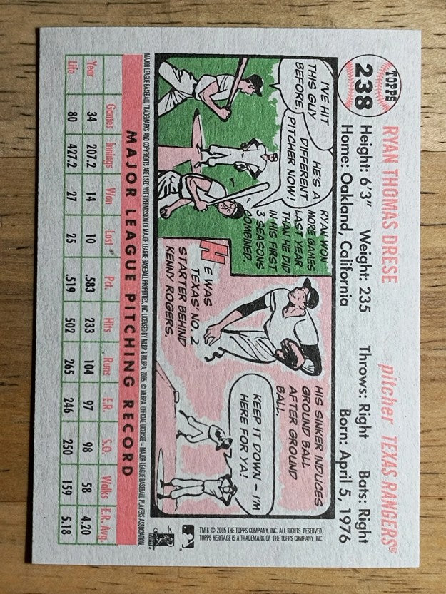 2005 Topps Heritage White Backs #238 Ryan Drese