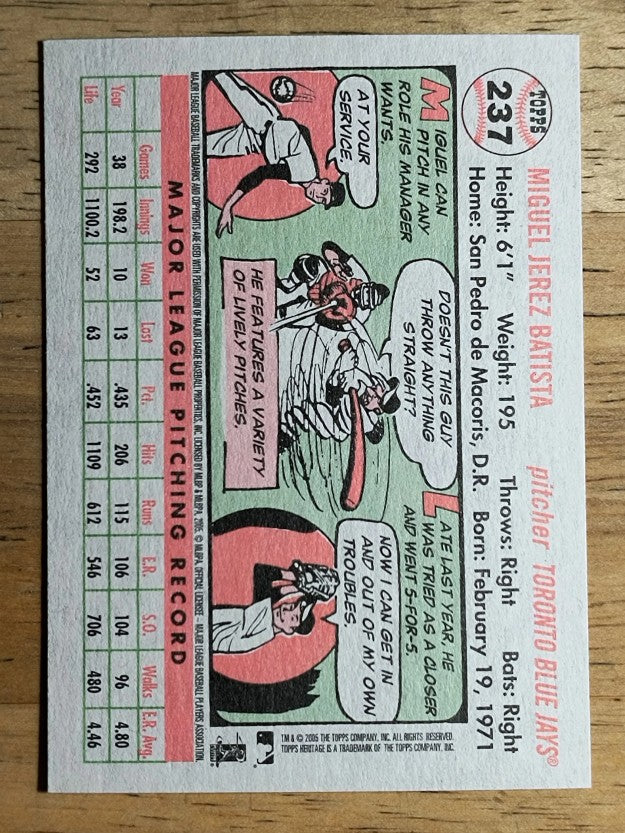 2005 Topps Heritage White Backs #237 Miguel Batista