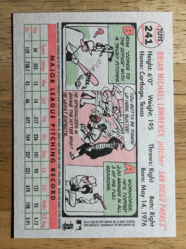 2005 Topps Heritage White Backs #241 Brian Lawrence