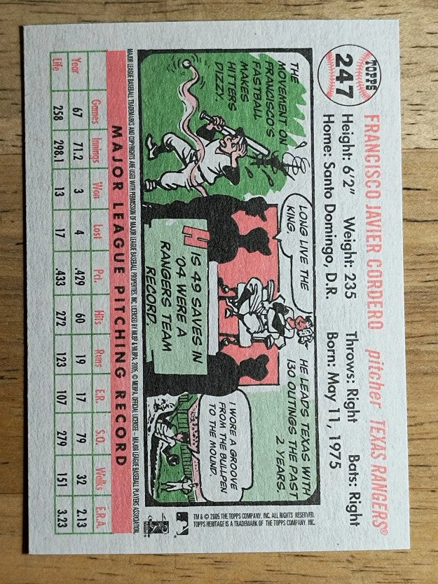 2005 Topps Heritage White Backs #247 Francisco Cordero