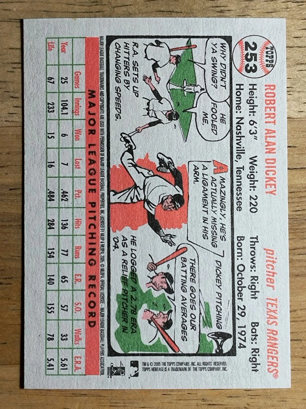 2005 Topps Heritage White Backs #253 R.A. Dickey