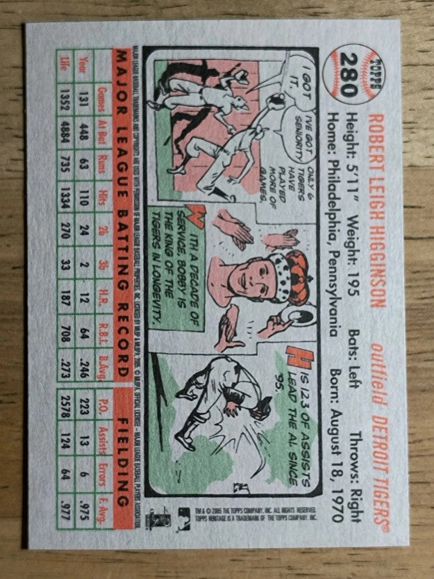 2005 Topps Heritage White Backs #280 Bobby Higginson