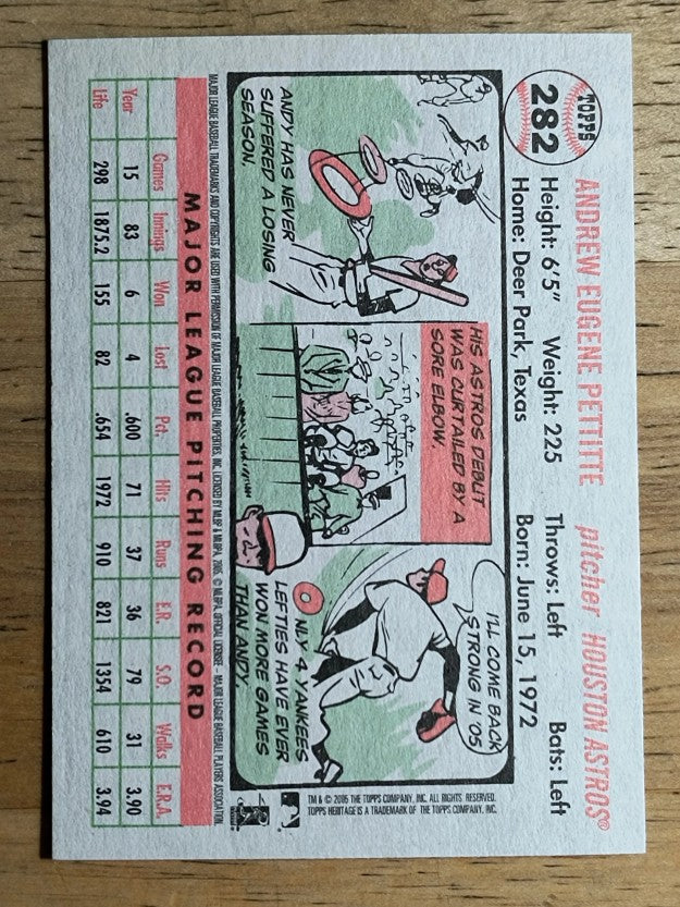 2005 Topps Heritage White Backs #282 Andy Pettitte