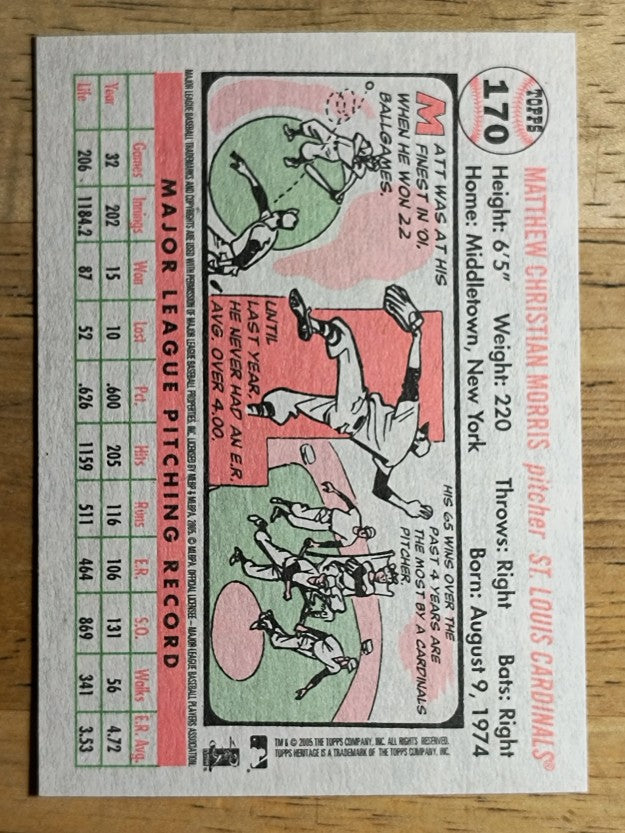 2005 Topps Heritage White Backs #170 Matt Morris