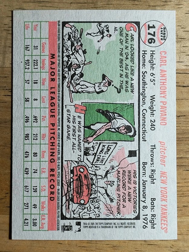 2005 Topps Heritage White Backs #176 Carl Pavano