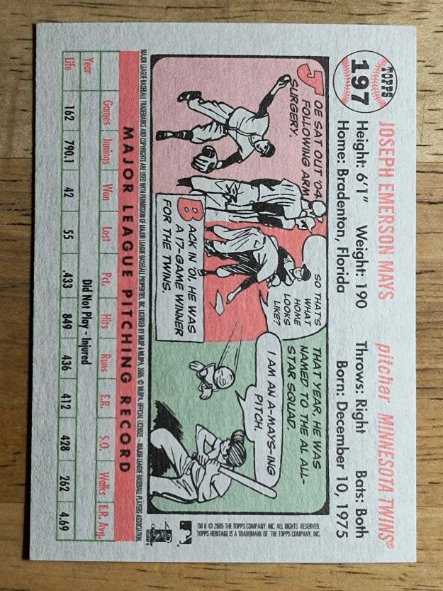 2005 Topps Heritage White Backs #197 Joe Mays