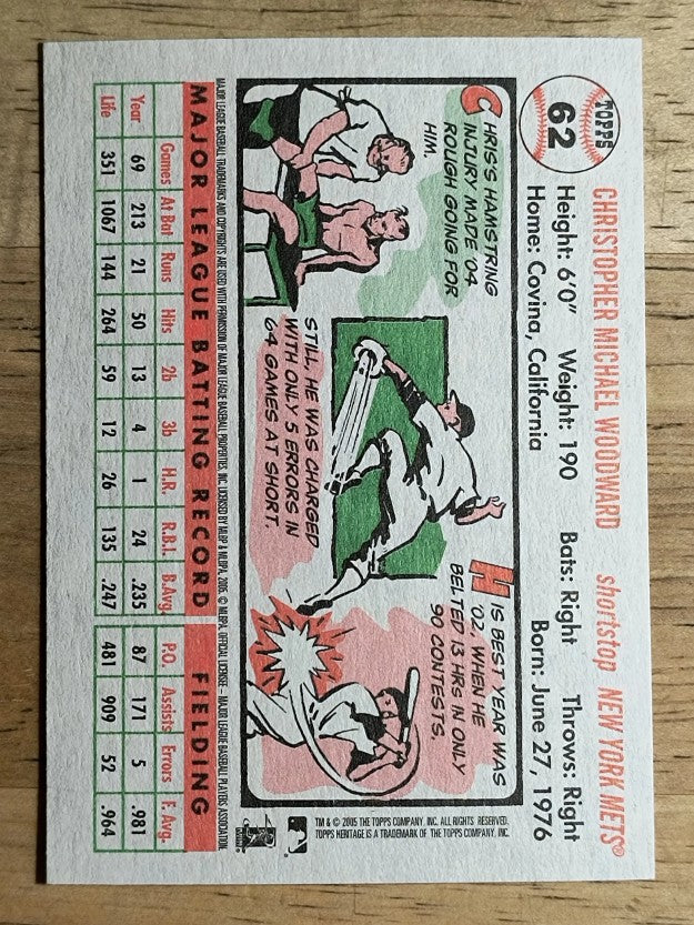 2005 Topps Heritage White Backs #62 Chris Woodward