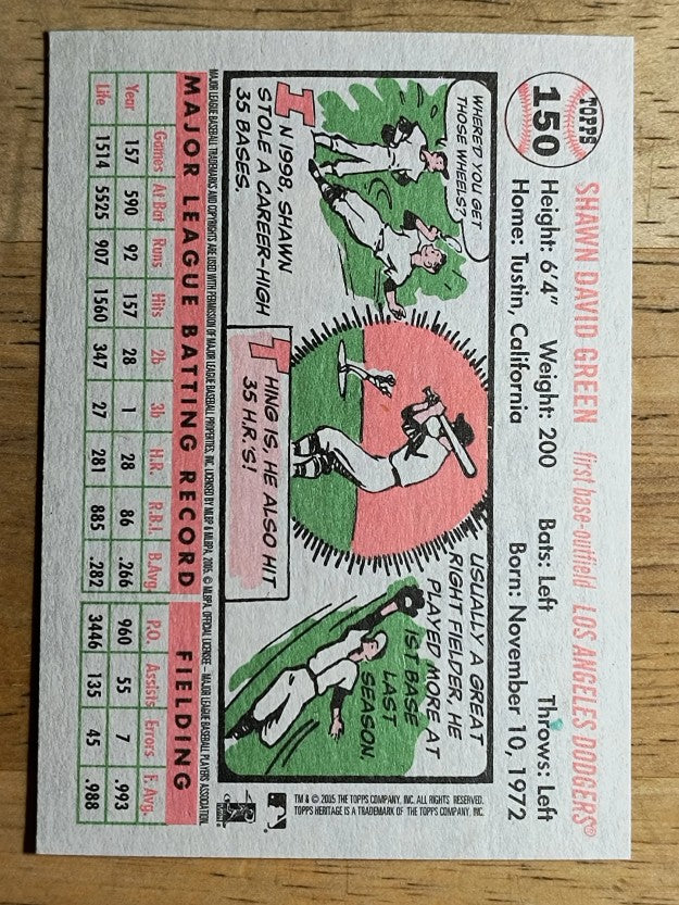 2005 Topps Heritage White Backs #150 Shawn Green