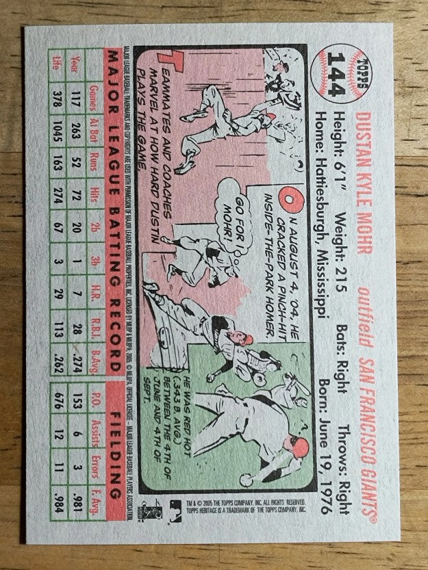 2005 Topps Heritage White Backs #144 Dustan Mohr