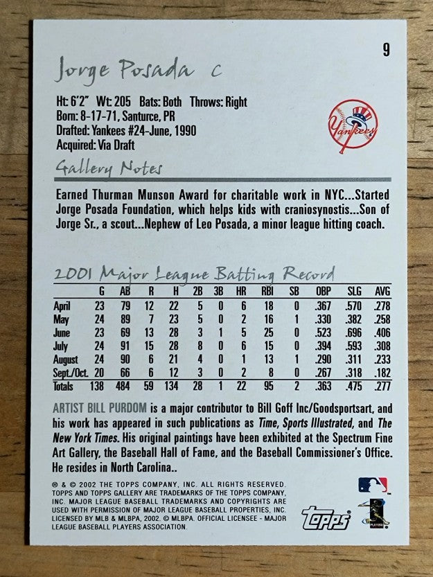 2002 Topps Gallery #9 Jorge Posada