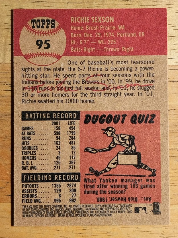 2002 Topps Heritage #95 Richie Sexson