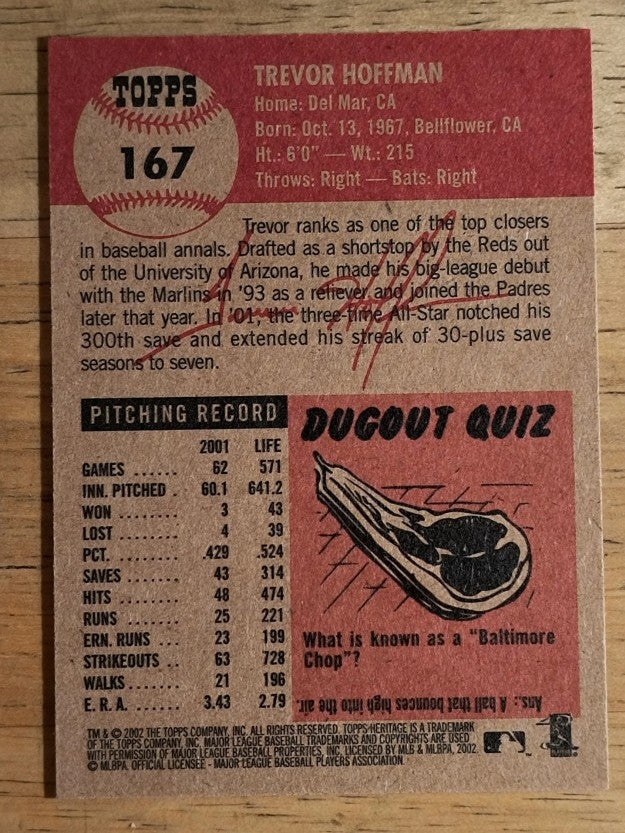 2002 Topps Heritage #167 Trevor Hoffman