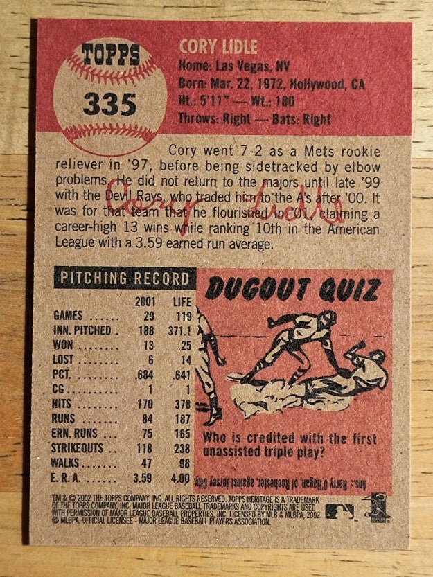 2002 Topps Heritage #335 Cory Lidle