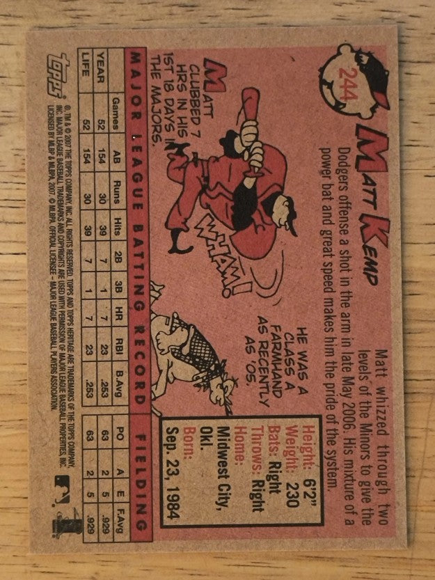 2007 Topps Heritage #244 Matt Kemp