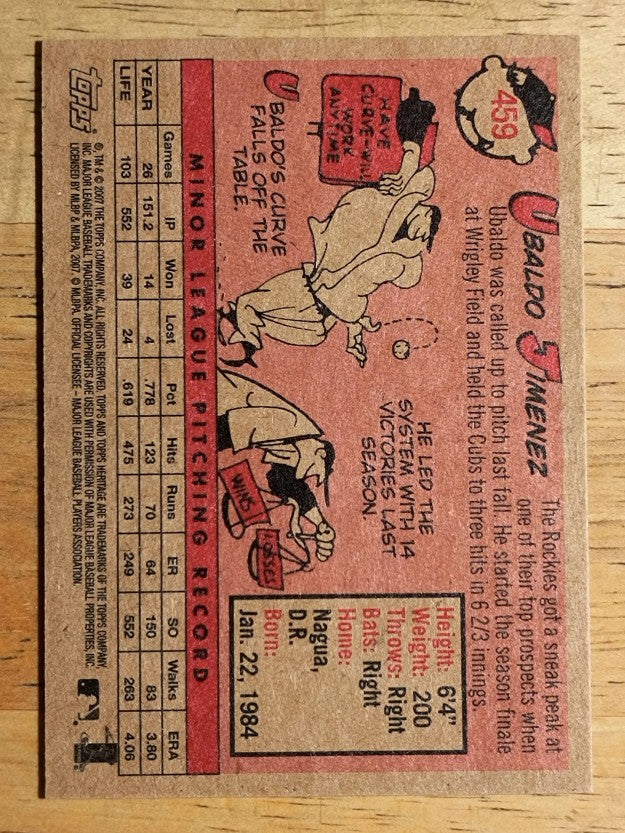 2007 Topps Heritage #459 Ubaldo Jimenez