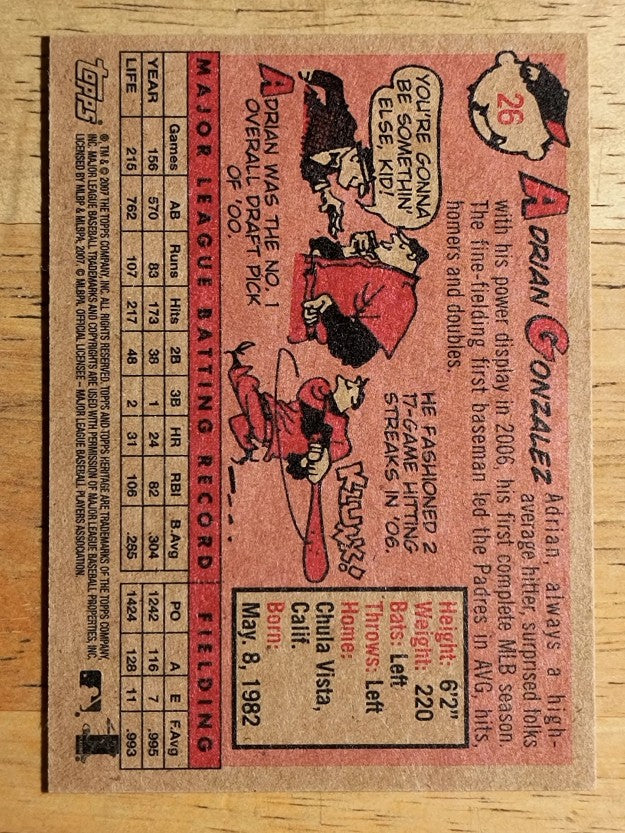 2007 Topps Heritage #26 Adrian Gonzalez