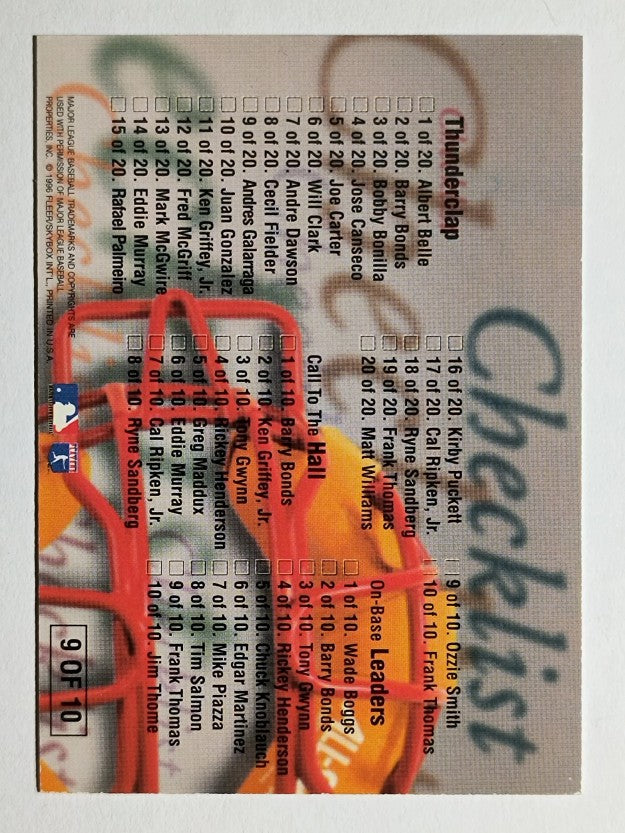 1996 Ultra Checklists #B9 Cal Ripken