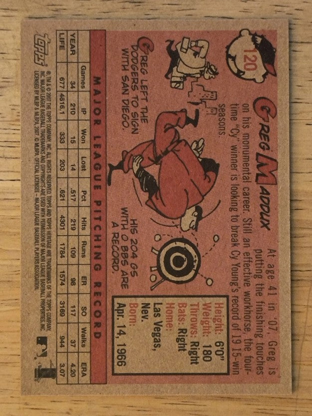 2007 Topps Heritage #120 Greg Maddux